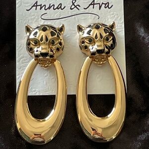 Anna & Ava Gold Leopard Drop Hoop Earrings